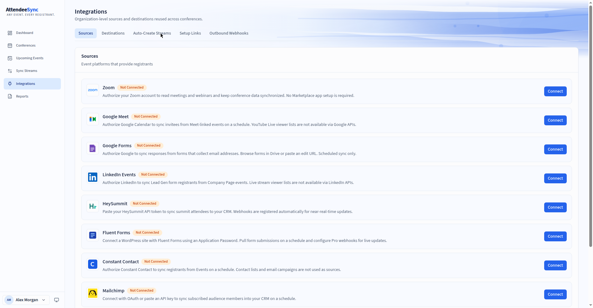 Source integrations